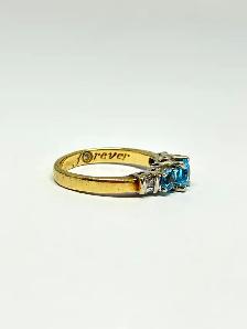 14k Trilogy Blue  Topaz  Diamond Ring - Photo 7