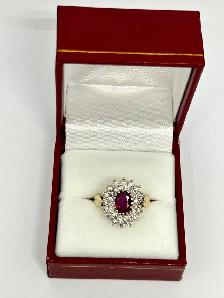 14k Ruby/Diamond Cluster Ring