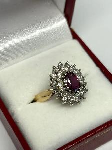 14k Ruby/Diamond Cluster Ring - Photo 7