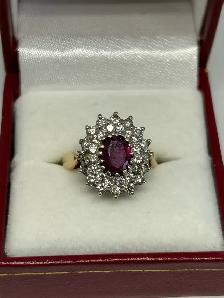 14k Ruby/Diamond Cluster Ring - Photo 8
