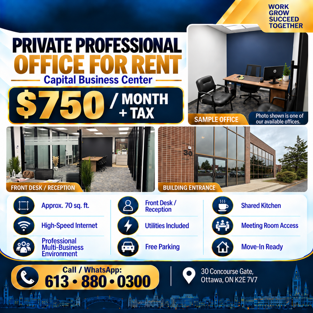 Dedicated Private Office Space / Room for Rent – Ottawa