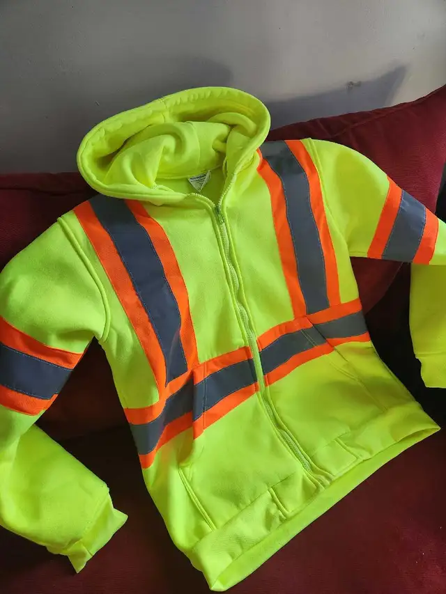 NEW MEN'S XS THICK FLEECE REFLECTIVE ZIP UP SWEATER JACKET