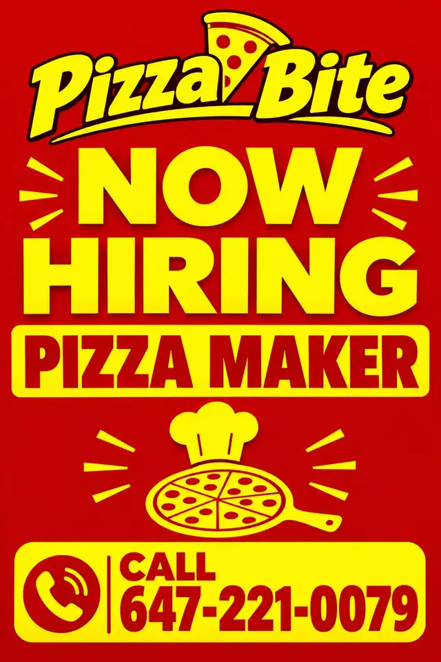 HIRING FULLTIME & PART TIME PIZZA MAKER PIZZA BITE LOCATION