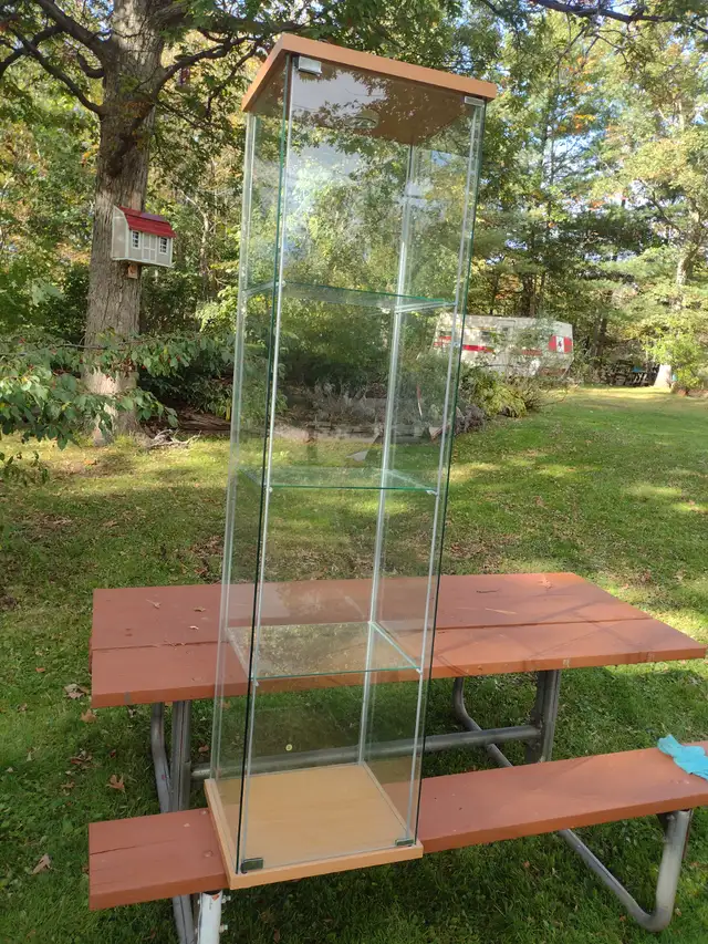 Glass 3 shelf display cabinet with light
