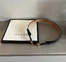 Authentic Gucci Black Leather Belt with Gold Horsebit Buckle