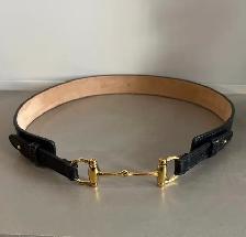 Authentic Gucci Black Leather Belt with Gold Horsebit Buckle - Photo 2
