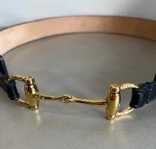Authentic Gucci Black Leather Belt with Gold Horsebit Buckle - Photo 3
