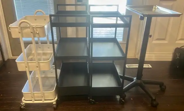 4 rolling carts/ trolleys