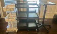 4 rolling carts/ trolleys