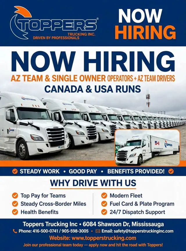 HIRING AZ TEAM DRIVERS& OWNER OPERATORS CALGARY RUNS& DISPATCH