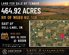 Land for Sale by TENDER – RM of Webb #138:  E of Gull Lake, SK