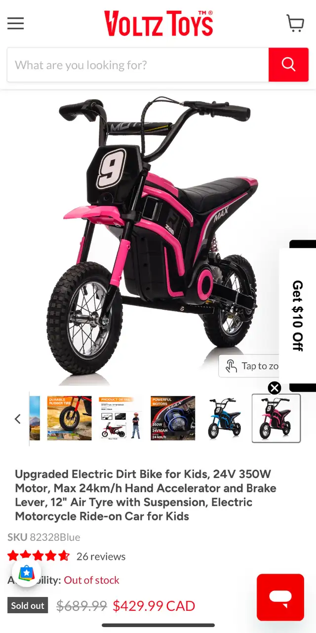 Brand New Voltz Toys Electric Dirt Bike in Pink