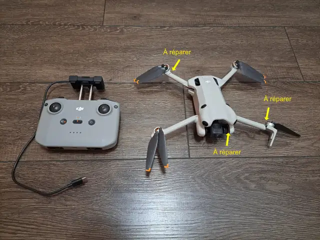 DJI Mini 4 Pro accidenté avec telecommande et battérie