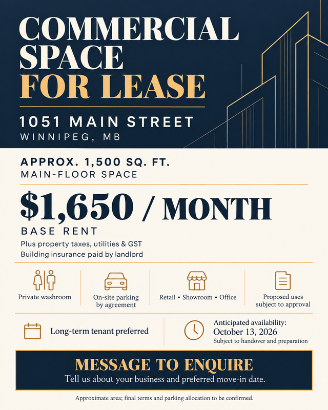 1051 Main St | Approx. 1,500 SF Retail / Office | $1,650   Taxes