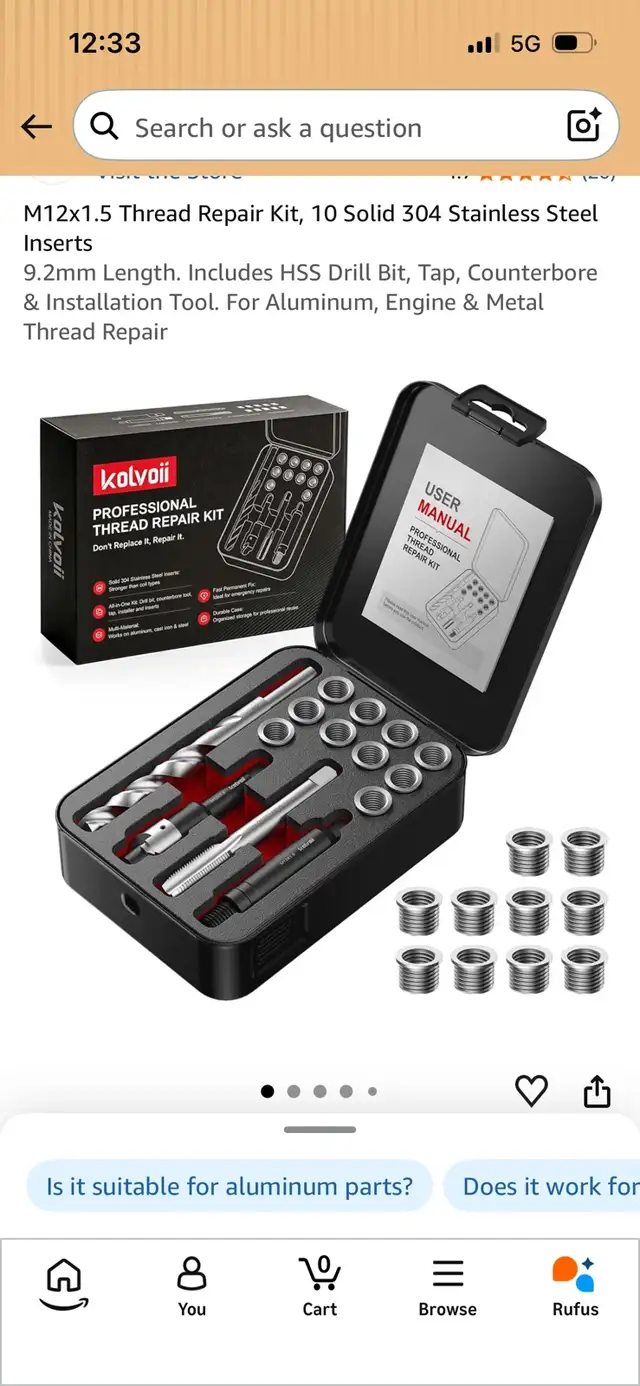 TIME SERT THREAD REPAIR KIT 12mm 1.5p