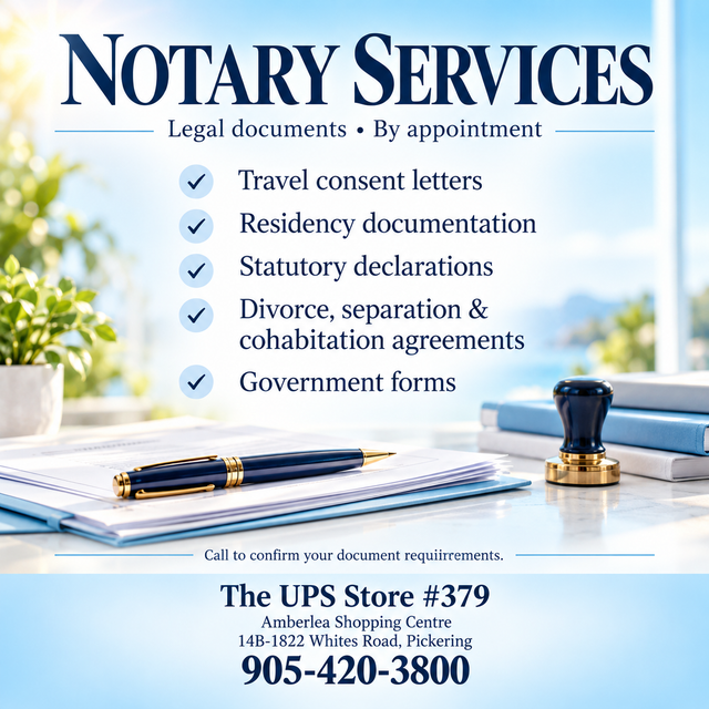 Notary Public Services in Pickering – By Appointment