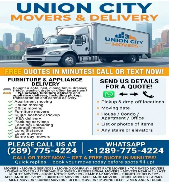$50/Hour ⭐Same day Movers 289-775-4224