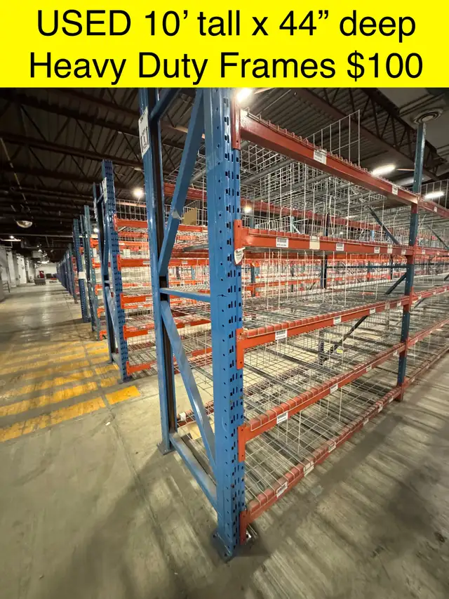USED PALLET RACKING - 10’ tall x 44" with 8’ beams