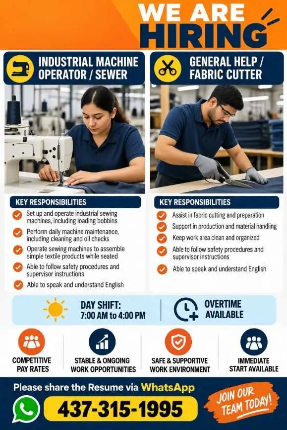 Industrial Sewing machine operator