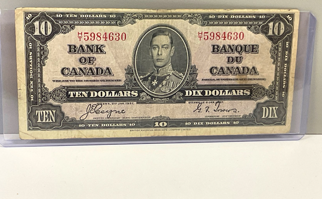 1937 $10 King George VI Canadian Note