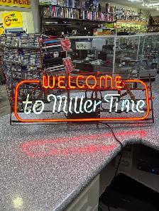 "Welcome to Miller Time" Vintage working light sign