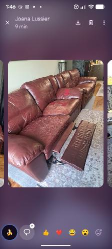 3 seater leather couch, has seen better days, but still comfy! - Photo 2