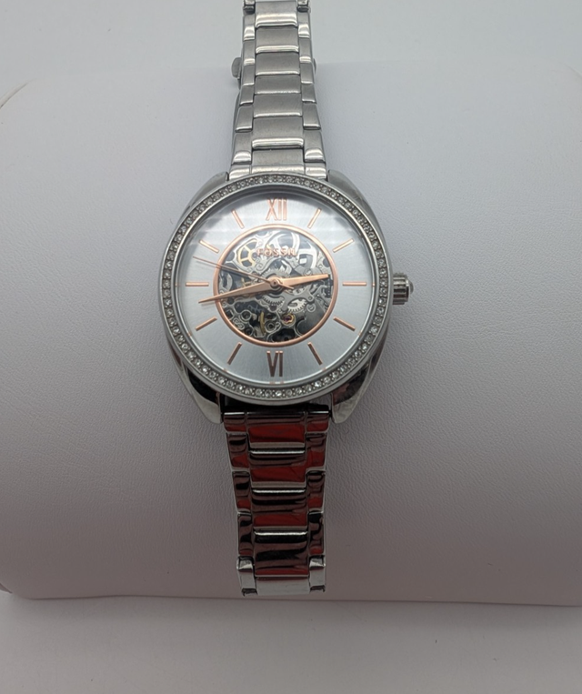 (B6366) Fossil BQ3727 Automatic Skeleton Watch Stainless Stee...