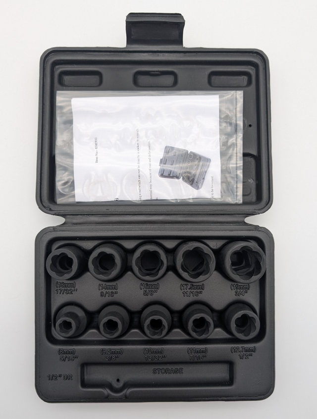 (B2261) Socket Nut Extractor Pro Point 10 pc 1/2 In.