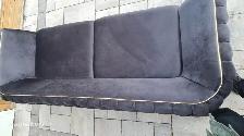 Black Velvet Couch with Gold Trim - Photo 6