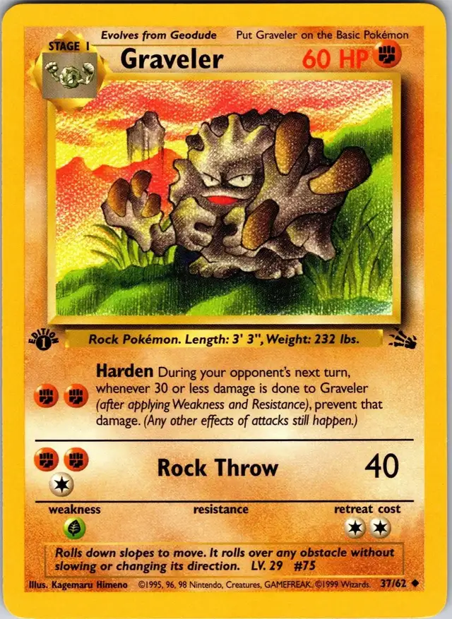 Pokemon Graveler 1st Edition Fossil Card