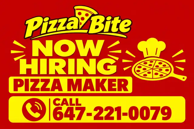 HIRING FULLTIME & PART TIME PIZZA MAKER PIZZA BITE LOCATION