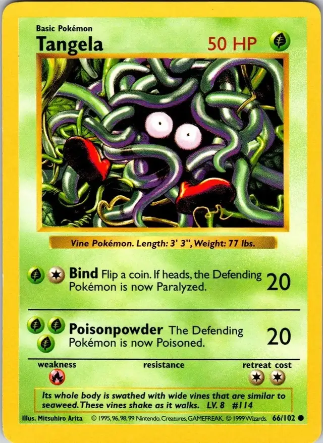 Pokémon Tangela 66/102 Base Set Shadowless
