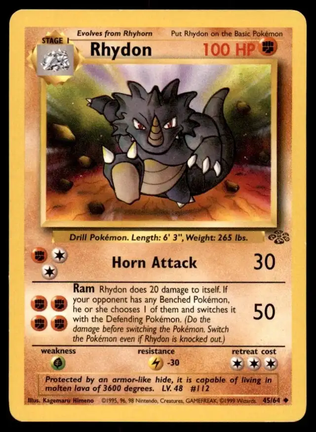 Pokémon Rhydon 45/64 Jungle Card