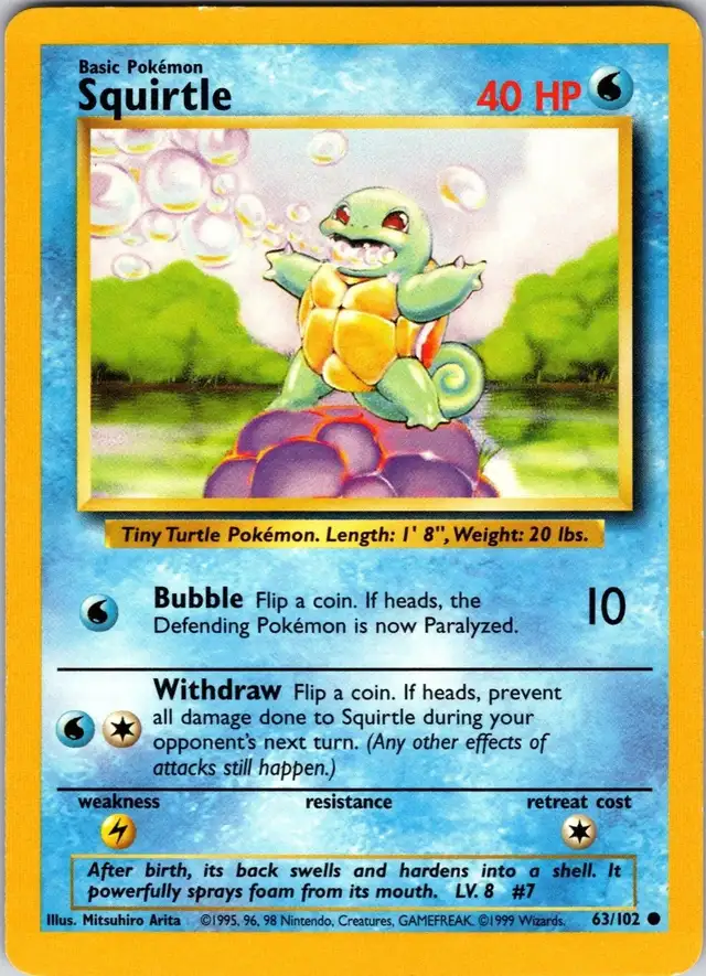 Pokemon Squirtle 63/102 Base Set Unlimited