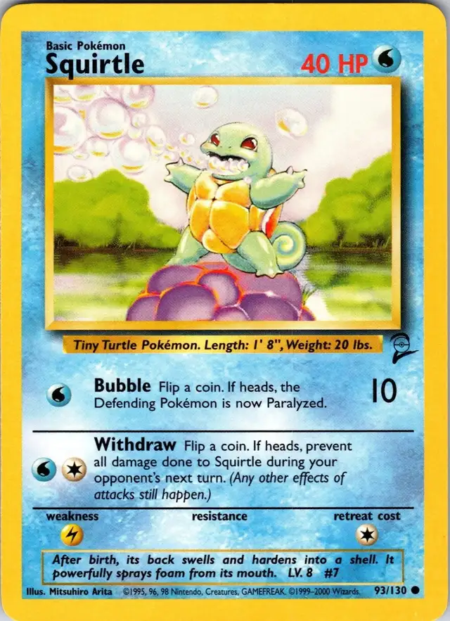 Pokemon Squirtle 93/130 Base Set 2 Card