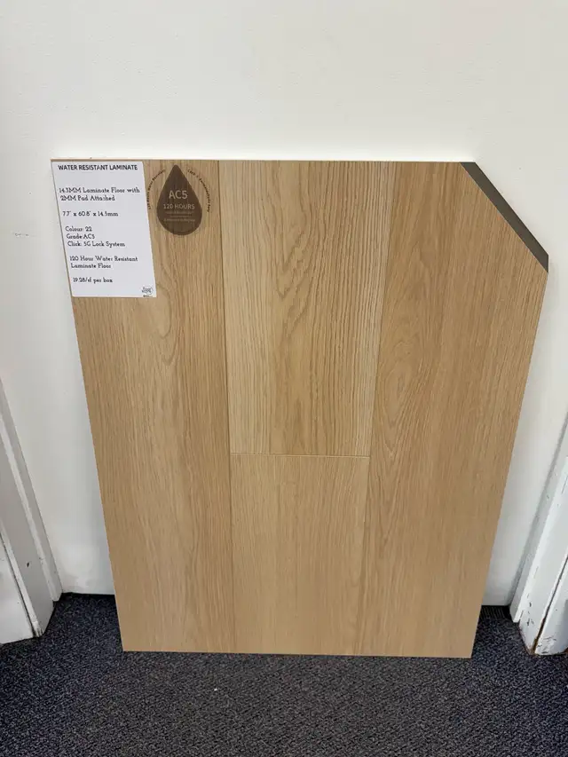14mm laminate floor with pad attached - $2.49/sf