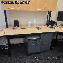 Blonde Height Adjustable Workstation Table w/ Overhead Storage - Photo 2