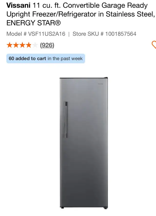 VISSANI-  Never used stainless steel fridge/ freezer combo