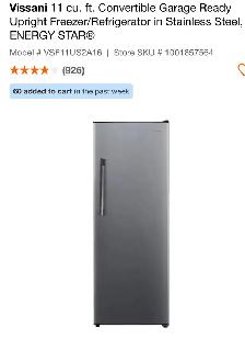VISSANI-  Never used stainless steel fridge/ freezer combo