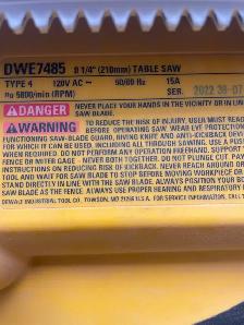 Dewalt table saw DWE 7485 - Photo 4