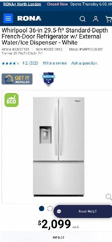 NEW 36" Whirlpool French Door Fridge  Water & Ice (29.5 Cu.Ft) - Photo 10