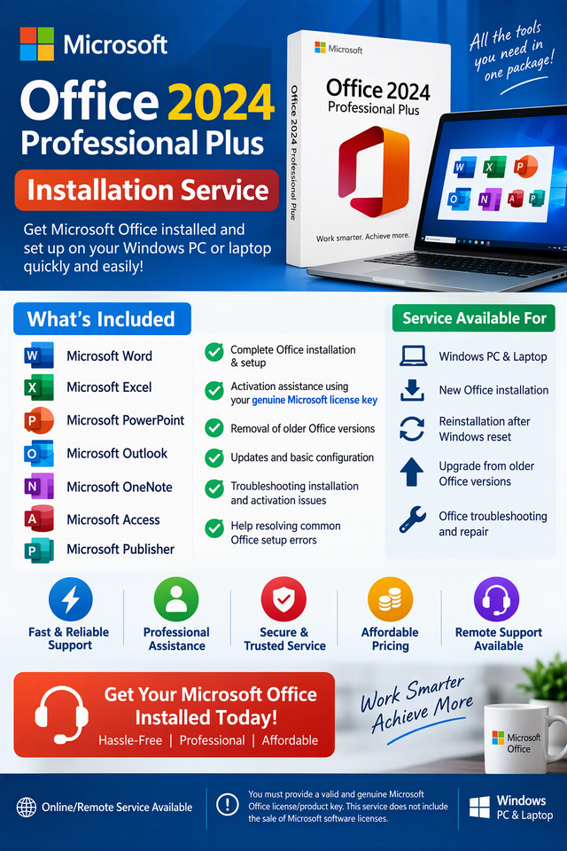 Microsoft Office 2024 Pro Plus | MS Word, Excel, PowerPoint