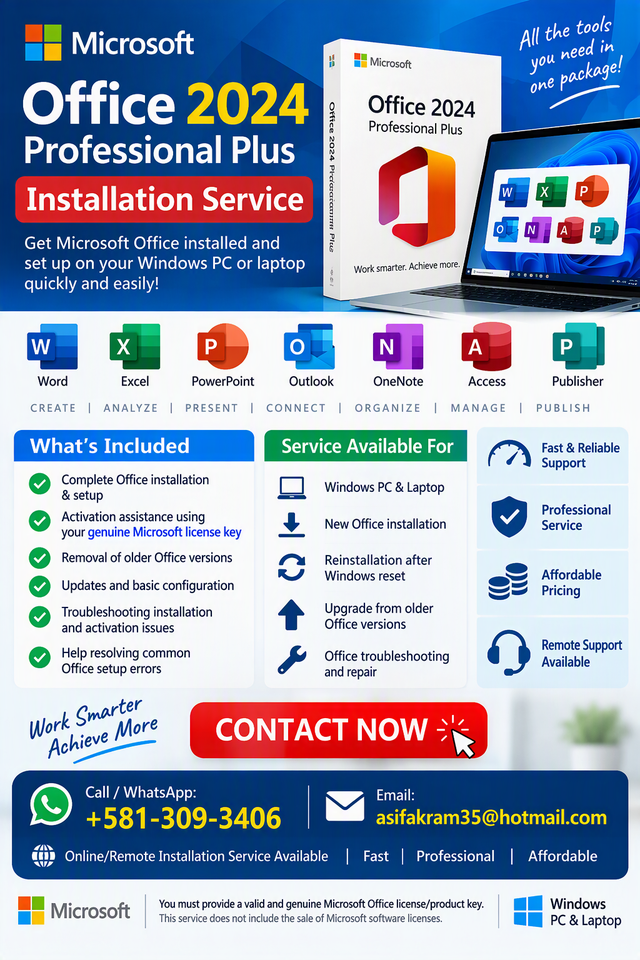 Microsoft Office 2024 Pro Plus – Installation Service