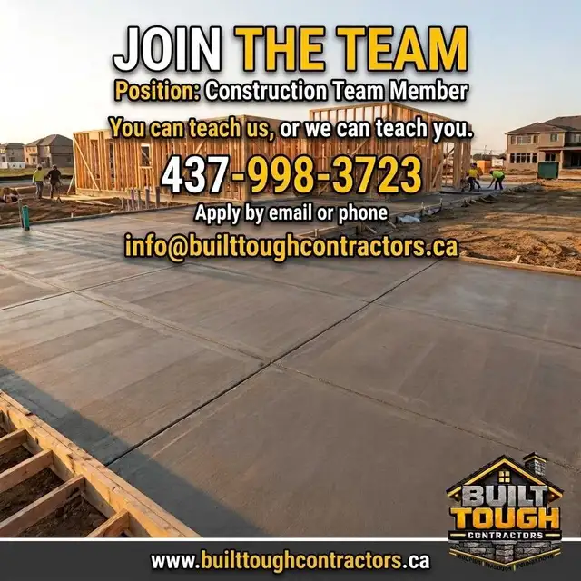 Hiring: Hardworking Construction & Trades Team Member