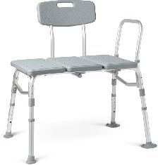 Medline Transfer Bench with Back, Gray, Brand New