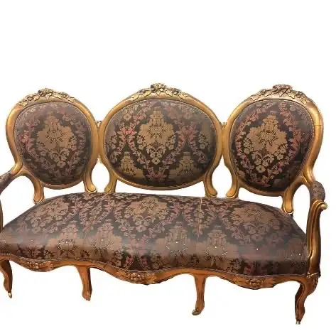 Elegant Vintage French Antique 3 seat Sofa with 2 chairs