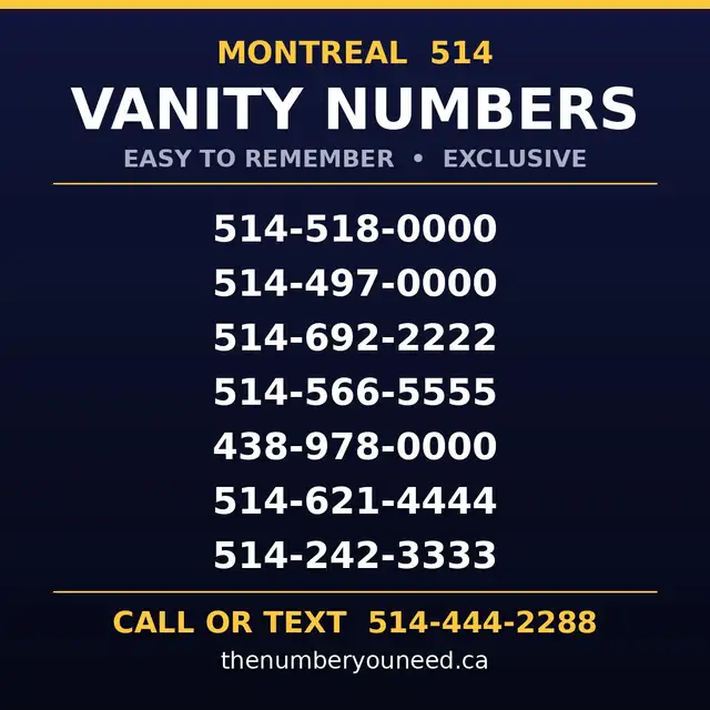 easy to remember 514 montreal exclusive phone numbers for sale
