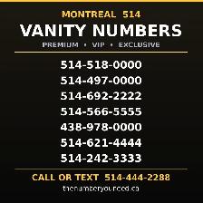 Exclusive premium vanity vip Montreal 514 phone numbers for sale