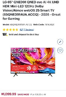 LG 65''QNED91 Mini LED TV
