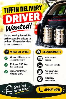 Tiffin Delivery Drivers Wanted